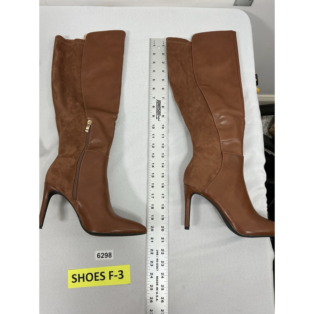 Womans Stiletto Otk Boots Size 9 Brown 1/4 Zip Pointed Toe NWOT